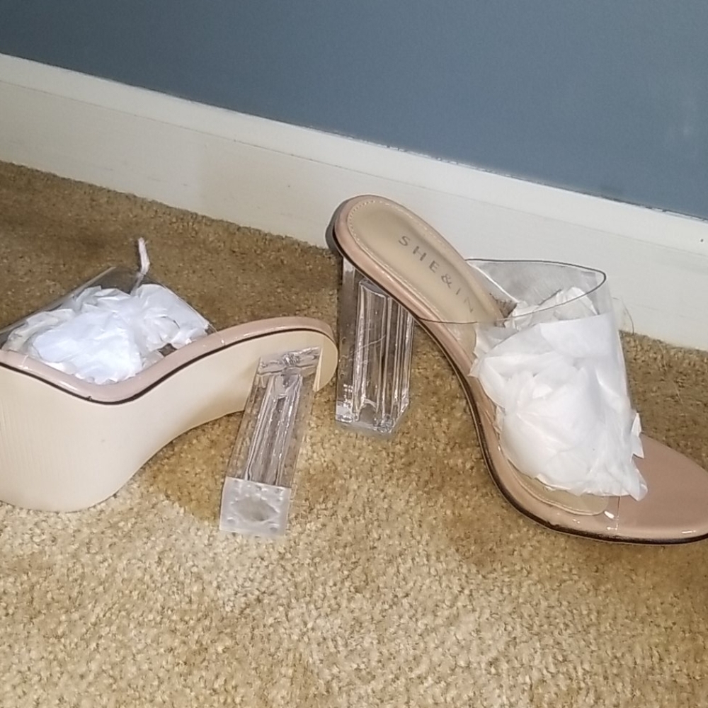 Clear mule heels